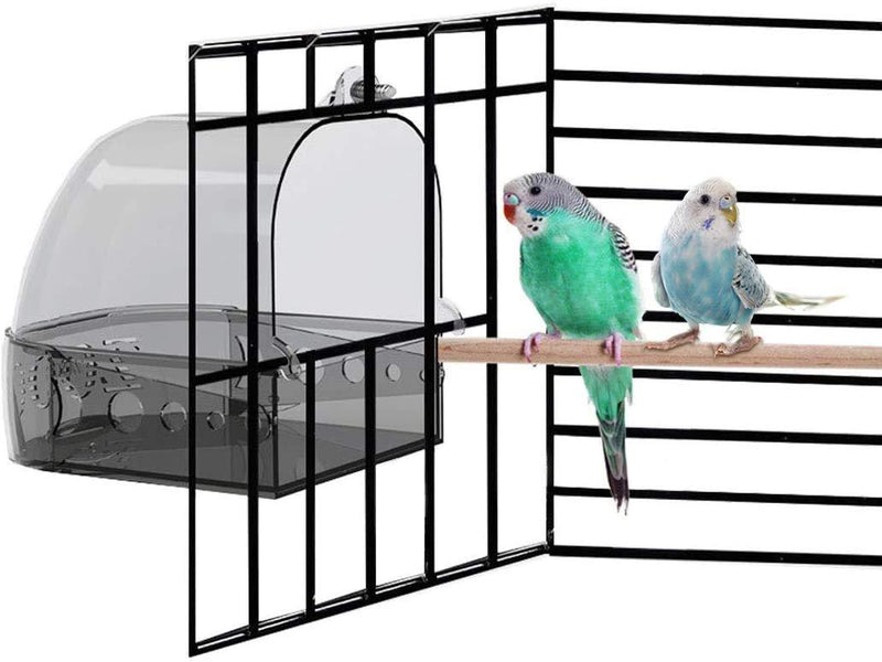 Hamiledyi Parrot Bath Box,Multifunctional Bird Bathroom Bath Box Cage Accessory Supplies External Wall-Mounted Bottom Can Be Pulled for Parrot Bluebird Love Bird Parakeet - PawsPlanet Australia