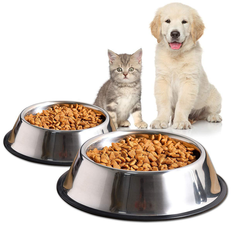 [Australia] - INONE Stainless Steel Dog Food Bowl with Rubber Base, Dog Water Bowl, Dog Dishes, Puppy Food Bowl 8oz 2pcs 