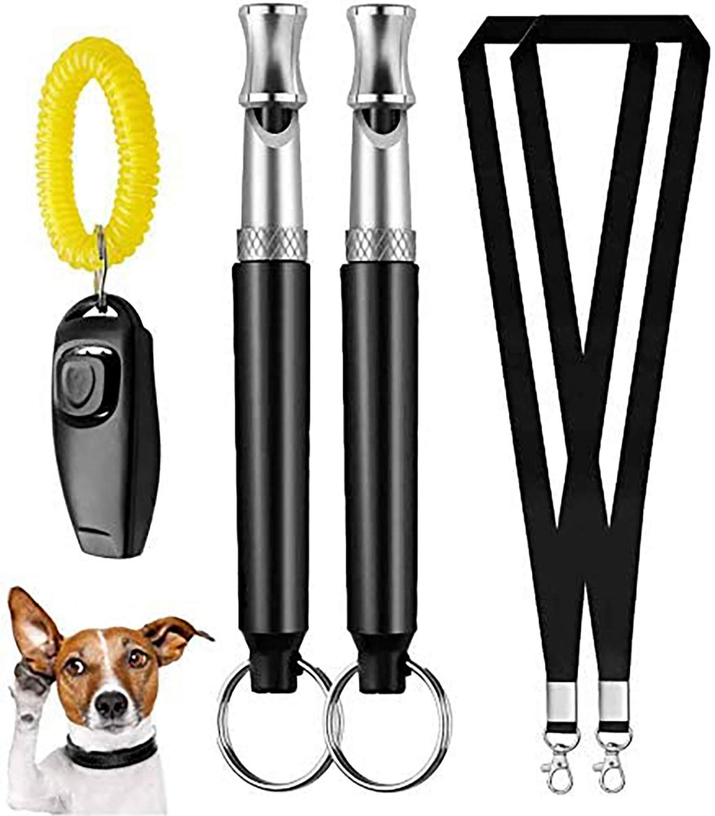 [Australia] - FANZ Ultrasonic Dog Whistles with Clicker, Training Guide Included, 2PCS Silent Dog Whistles for Dog Training Whistles + Clicker 