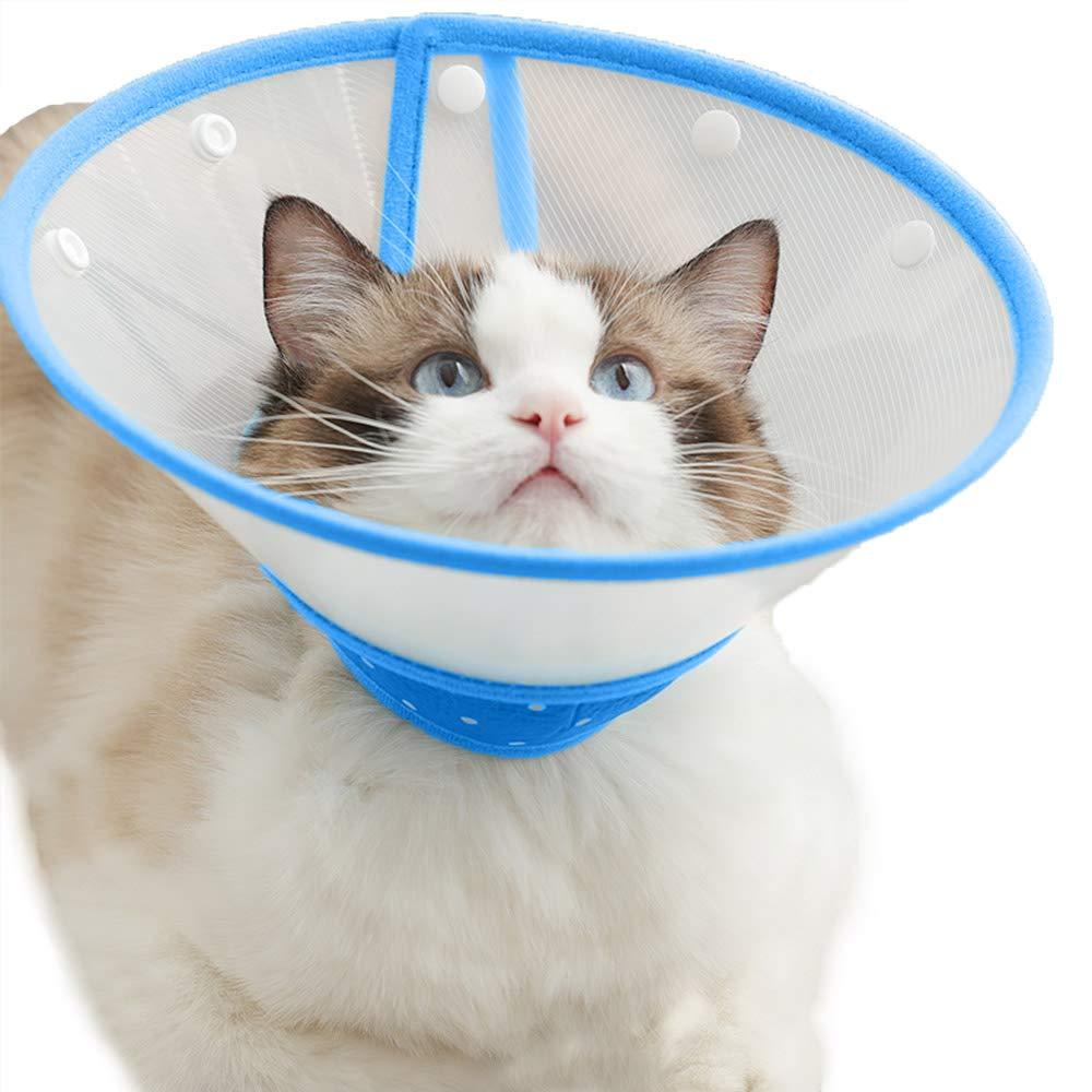 [Australia] - Cat Cone Dog Cone Collar Soft Dotted Recovery Collar After Surgery for Cats Kitten Puppy Small Dogs Pets Animals S Blue 