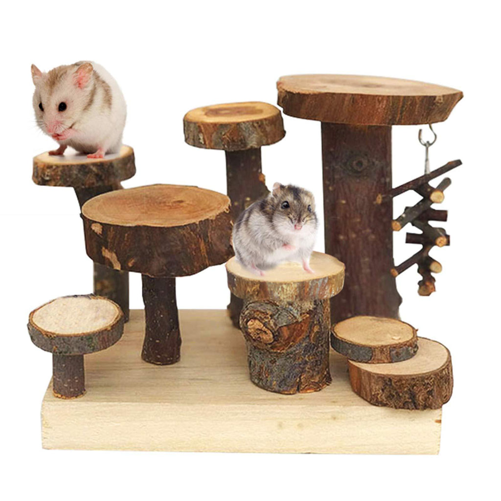 [Australia] - Hamiledyi Hamster Natural Wood Playground Rat Climb Activity Platform Dwarf Mice Living System with Ladders Play Chews Toys for Small Pet Animal Mouse,Gerbil 