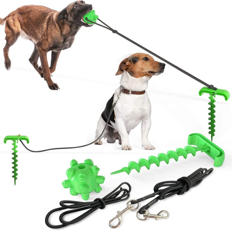 [Australia] - Dog Tie Out Cable - Dog Stake with Dog Toys for Aggressive Chewers,Dog Leash for Small Medium Large Dogs Tie Out Cable Great for Camping or the Garden, Suitable for Harness, Leash & Chain Attachments Green 