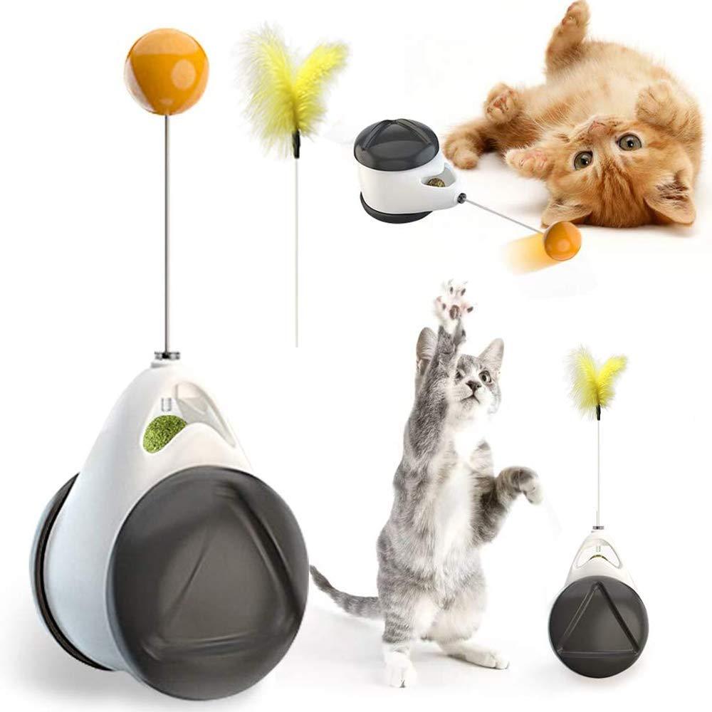 [Australia] - LUCOG Cat Toys Chaser for Indoor Cats, Balanced Cat Chasing Toy,Interactive Cat Toys for Kitten, Ball Cat Toy with Catnip Feather 