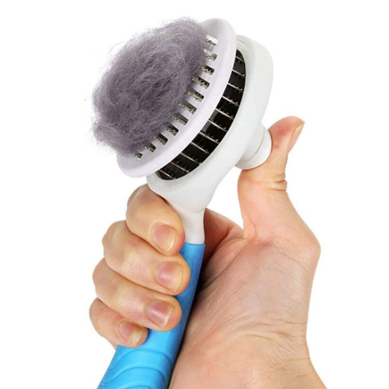 Cat Grooming Brush, Self Cleaning Slicker Brushes for Dogs Cats Pet Grooming Brush Tool Gently Removes Loose Undercoat, Mats Tangled Hair Slicker Brush for Pet Massage-Self Cleaning (Blue) - PawsPlanet Australia