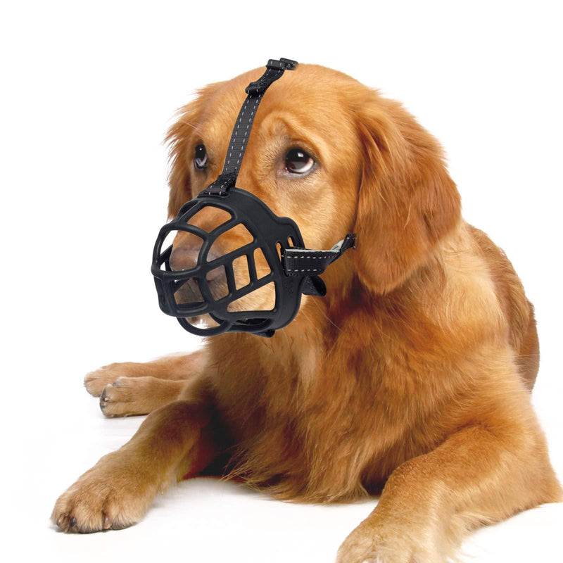 [Australia] - Lepark Dog Muzzle, Soft Silicone Basket Muzzle for Dogs, Breathable Mouth Cover and Adjustable Straps, Anti-Biting, Barking and Chewing. 1 Black 