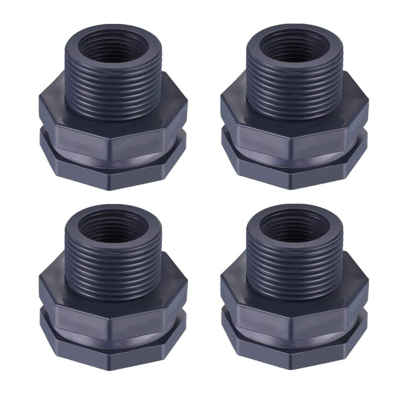 XMSSIT 3/4 Inch PVC Bulkhead Fitting with Plugs and 4 MM Thick Silicon Seal Gasket for Rain Barrels, Aquariums, Water Tanks, Tubs, Pools (4 Pieces) 4 Pieces - PawsPlanet Australia