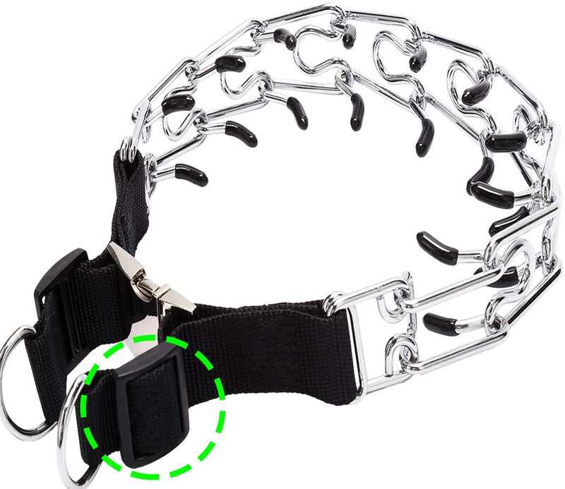 [Australia] - LUFFWELL Upgraded Adjustable Dog Prong Collar, Stainless Steel Links and Metal Quick Release Buckle Pet Training Pinch Choke Collar, with Protective Rubber Caps for Small Medium Large Dogs S 2.5mm*17.7" 