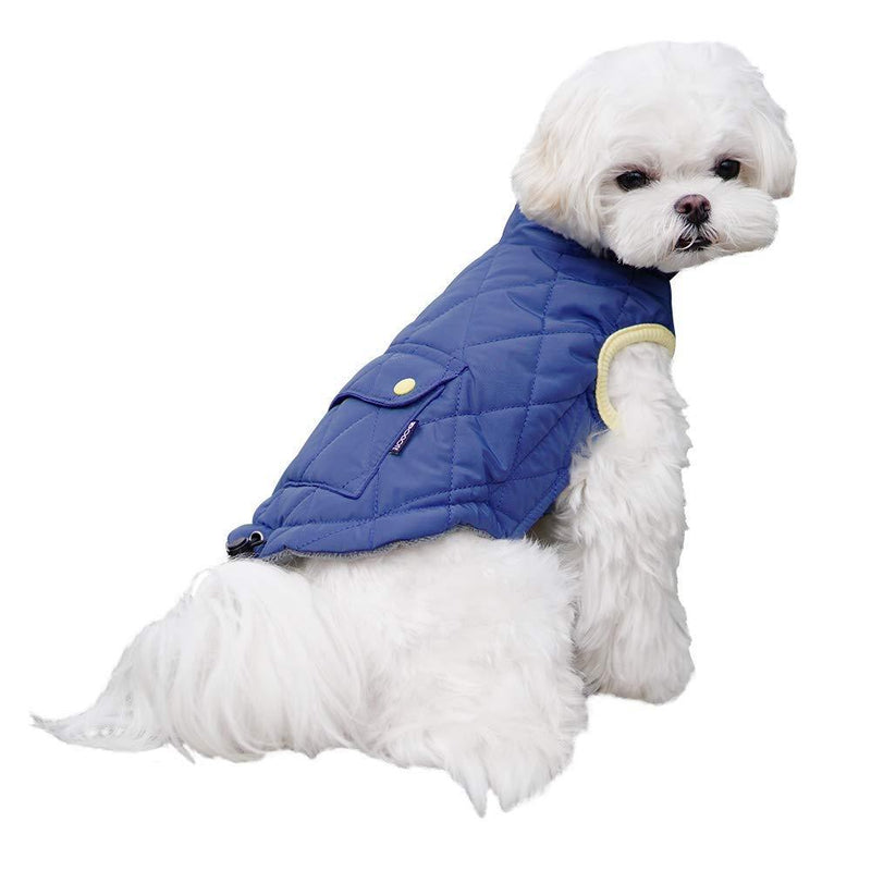 [Australia] - Small Dogs Coat Cozy Warm Pet Clothes Cute Puppy Jacket for Cold Weather Dog Apparel Comfortable Stylish Cotton Puppy Winter Coats Windproof for Dogs Walking Hiking Travel Medium Dark Blue 