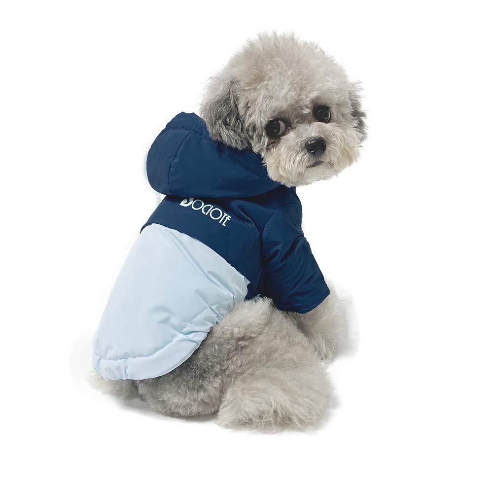 [Australia] - Small Dogs Coat Cozy Warm Hoodie Pet Clothes Warm Puppy Jacket for Cold Weather Cute Dog Apparel Comfortable Stylish Cotton Puppy Winter Coats with Hooded for Dogs Walking Hiking Travel Medium Blue 