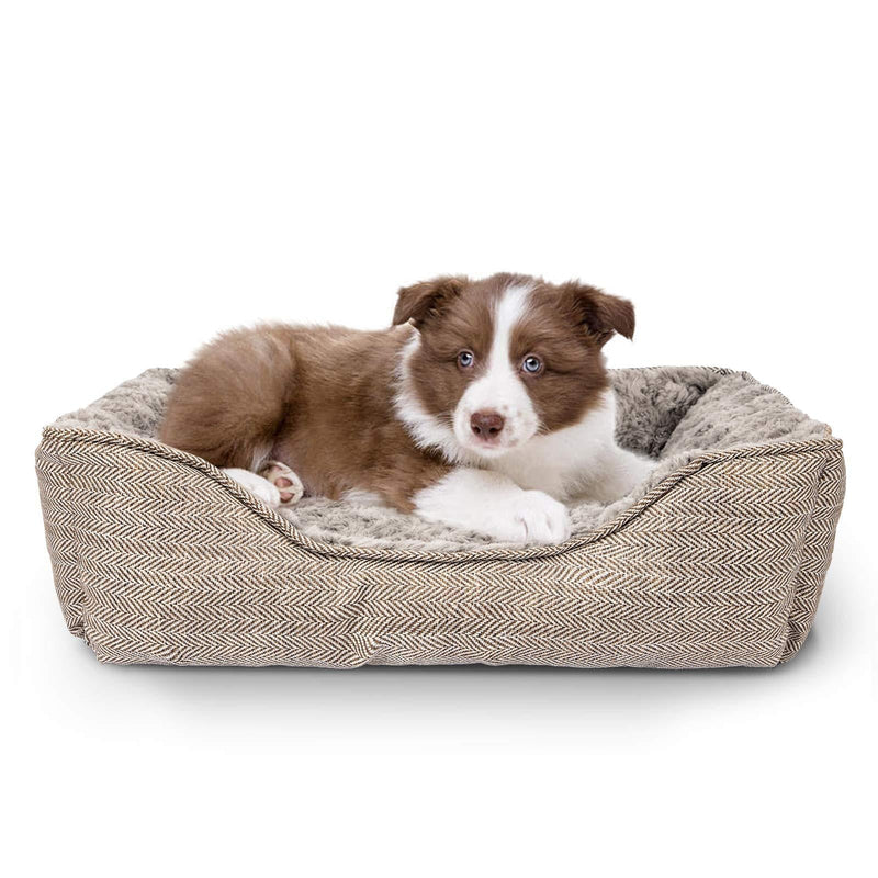FURTIME Durable Dog Bed for Large Medium Small Dogs Soft Washable Pet Bed Breathable Rectangle Sleeping Bed Anti-Slip Bottom (19" x 16" x 6", Brown) S-(19" x 16" x 7") - PawsPlanet Australia