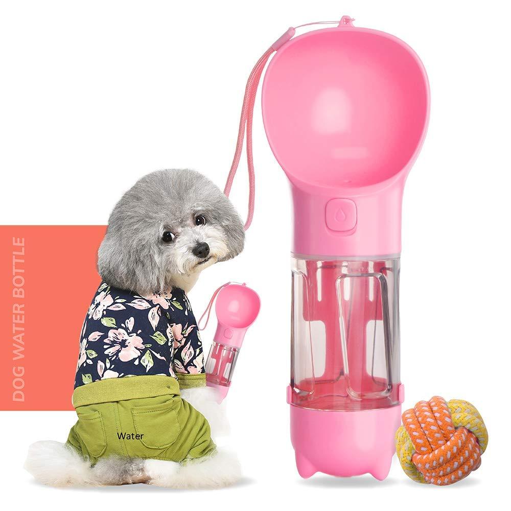 [Australia] - Water Bottle for Dog , Pet Dog Water Bottle Portable Dogs Water Bottles with Poop Shovel and Garbage Bag for Walking, Hiking, Leak Proof Travel Dog Water Dispenser Bottle Bowl Capacity 300ml (pink) 