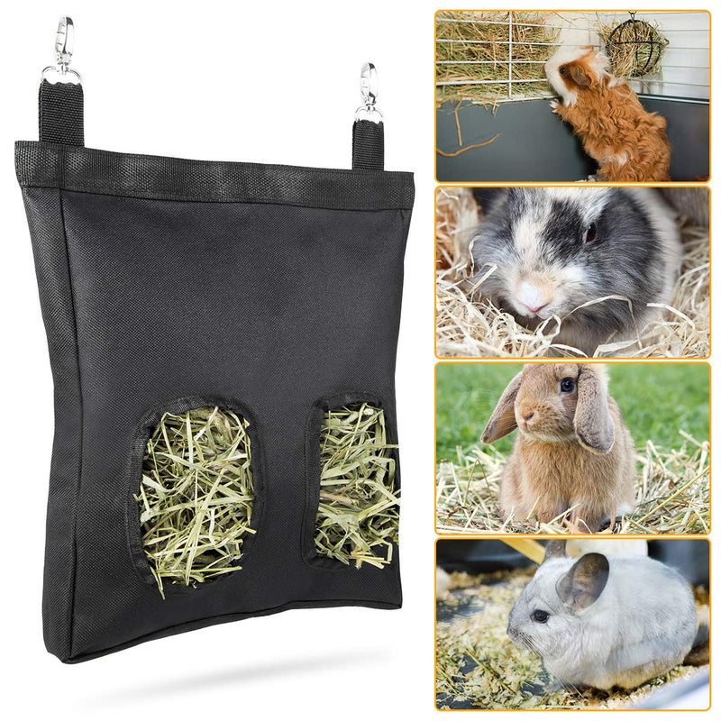 Geegoods Rabbit Hay Feeder Bag, Guinea Pig Hay Feeder Storage ，Hanging Feeding Hay for Small Animals 600 D Oxford Cloth Fabric Black - PawsPlanet Australia