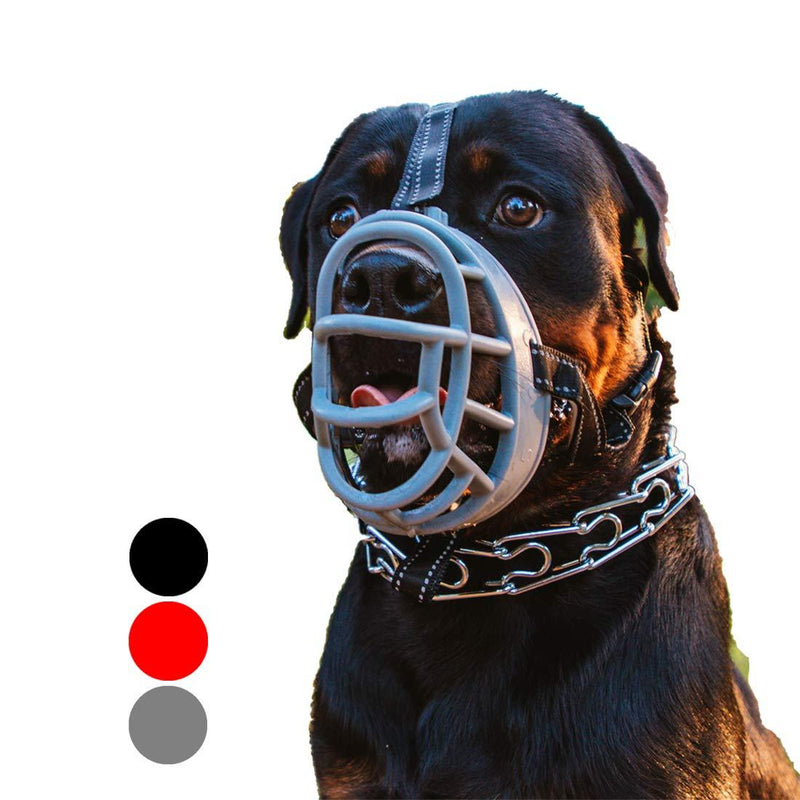 Dog Muzzle, Soft Rubber Basket Muzzle Cage Muzzle for Small Medium Large Dogs,Adjustable, Anti-Barking and Anti-Chewing,Allows Drinking and Panting, Used with Collar 1 Grey - PawsPlanet Australia