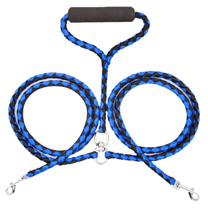 [Australia] - Paw Chaos Dual Dog Leash, Double Dog Leash - No Tangle Dog Walking Training Leash,Comfortable Shock Absorbing Bungee for Two Dogs Blue+black 