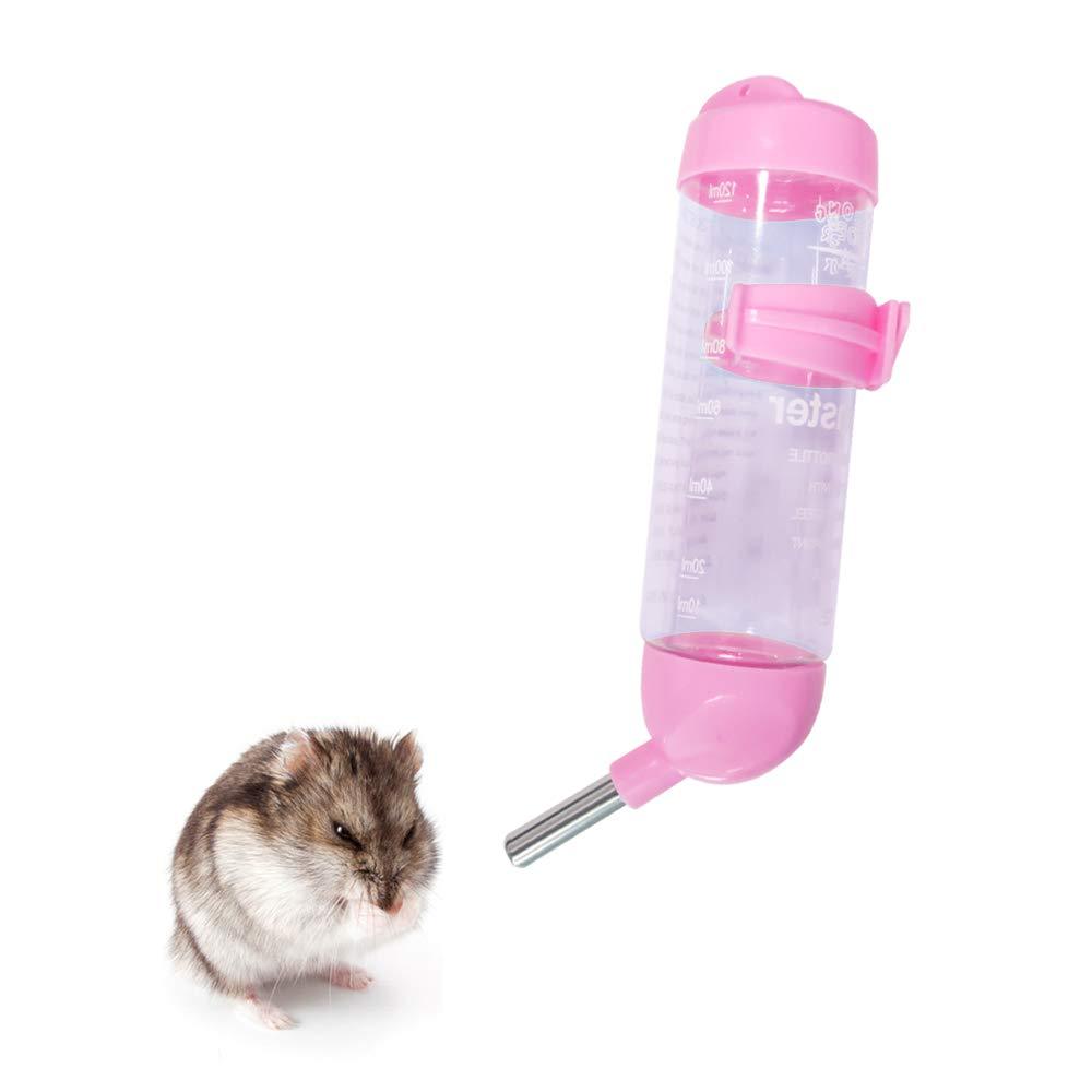 WishLotus Hamster Dispenser Bottle, No Drip Plastic Hanging Water Bottle Automatic Water Bottle Dispenser Cage Bowl with 2 Rolling Balls for Rabbit, Guinea Pig, Rat, Gerbil, Chinchilla (80ml, Blue) 1 Count (Pack of 1) - PawsPlanet Australia
