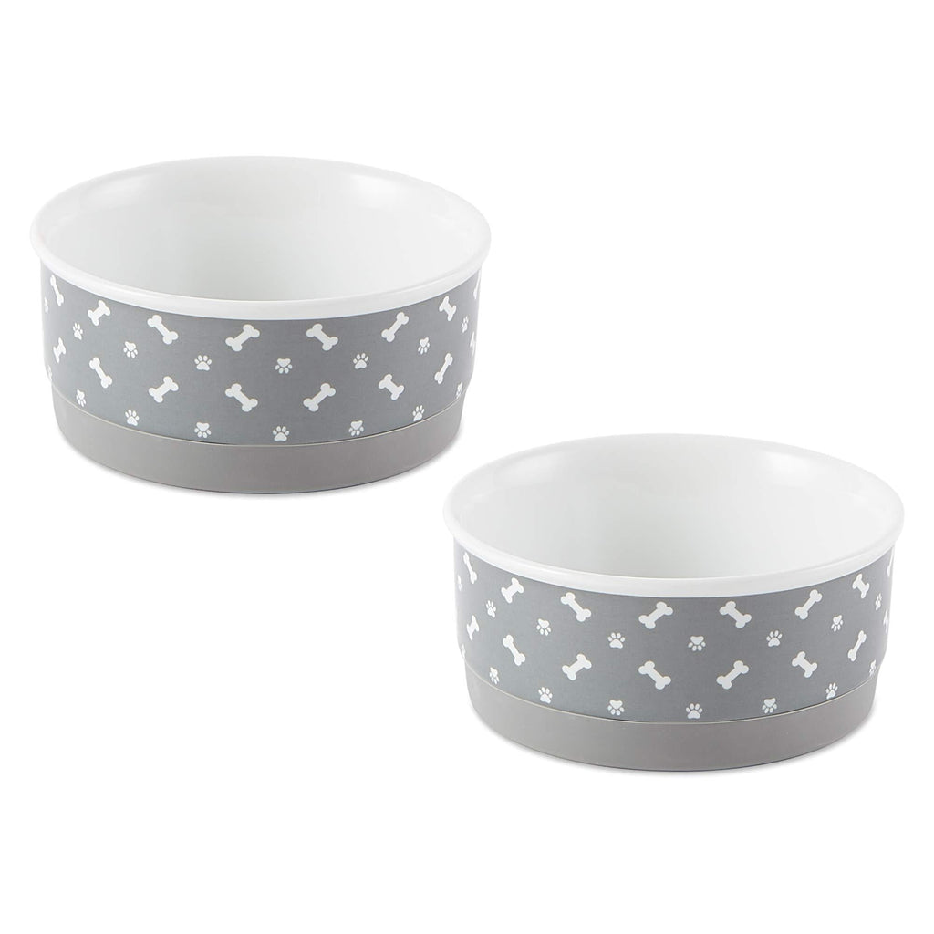 [Australia] - Bone Dry Ceramic Pet Collection Gray Small Bowl Set 