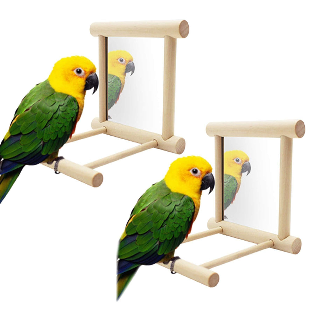 [Australia] - Alfie Pet - Ressler 2-Piece Set Birds Toy for Cage,Parrot Hanging Swing with Mirror,Natural Wooden Play Toys, Pet Bird Cage Accessories with Metal Hook 