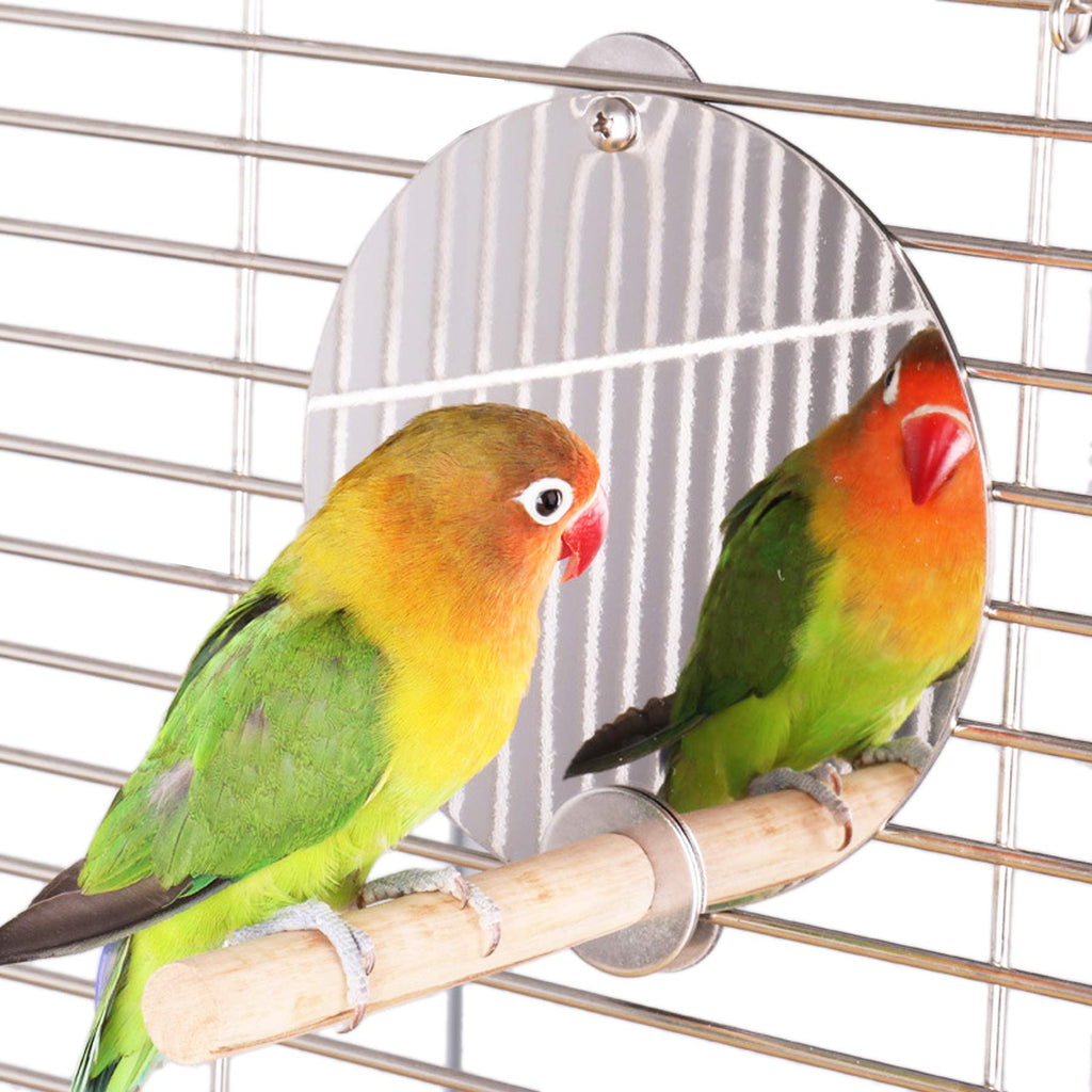 [Australia] - Alfie Pet - Toby Bird Mirror with Perch,Stainless Steel Parrot Mirror Toys 