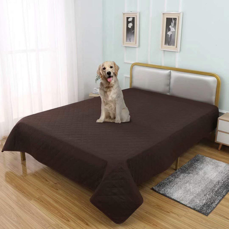 TOMORO 100% Waterproof Bed Cover for Dogs - Reversible Furniture Protector Sofa Cover Washable Reusable Incontinence Bed Underpads Blanket for Pets Kids Children Cat 52 x 82 Inch Coffee - PawsPlanet Australia