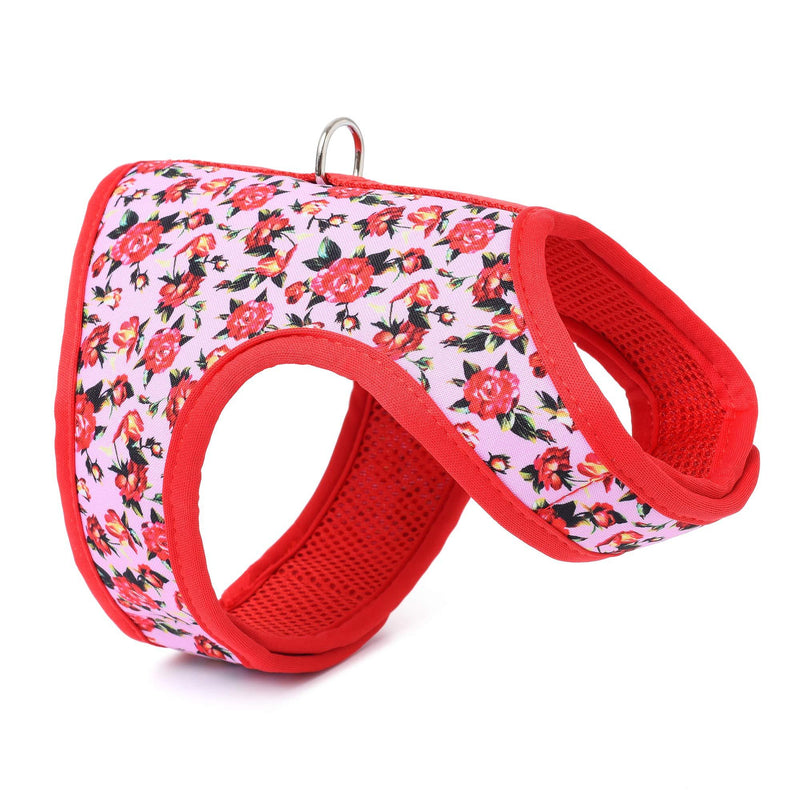 [Australia] - Mile High Life | Easy Step in Air Mesh Vest Harness | Spring Floral Collection | Adjustable Easy Closures Both Neck and Chest |20 lbs Small Dogs & Cats XS Chest Size (14"-16") Peony Rose 
