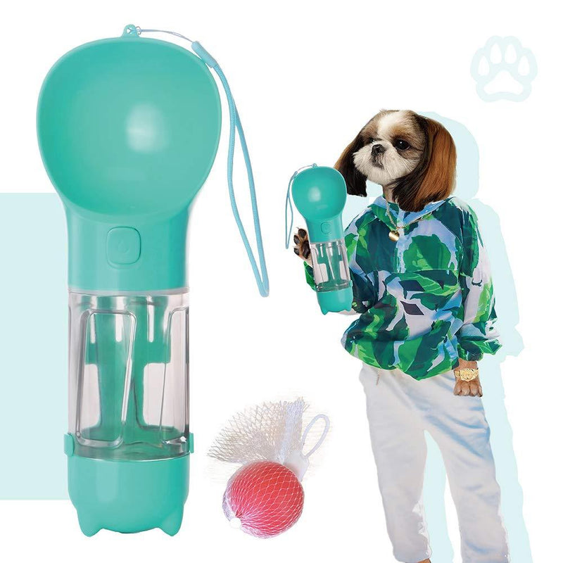 [Australia] - Portable Dog Water Bottle, 3 in 1 Multifunctional Leak Proof Travel Dog Water Bowl Dispenser with Dog Poop Bags Scooper Shovel & Dog Chew Toy for Outdoor Walking, Hiking, Travel Food Grade Plastic 