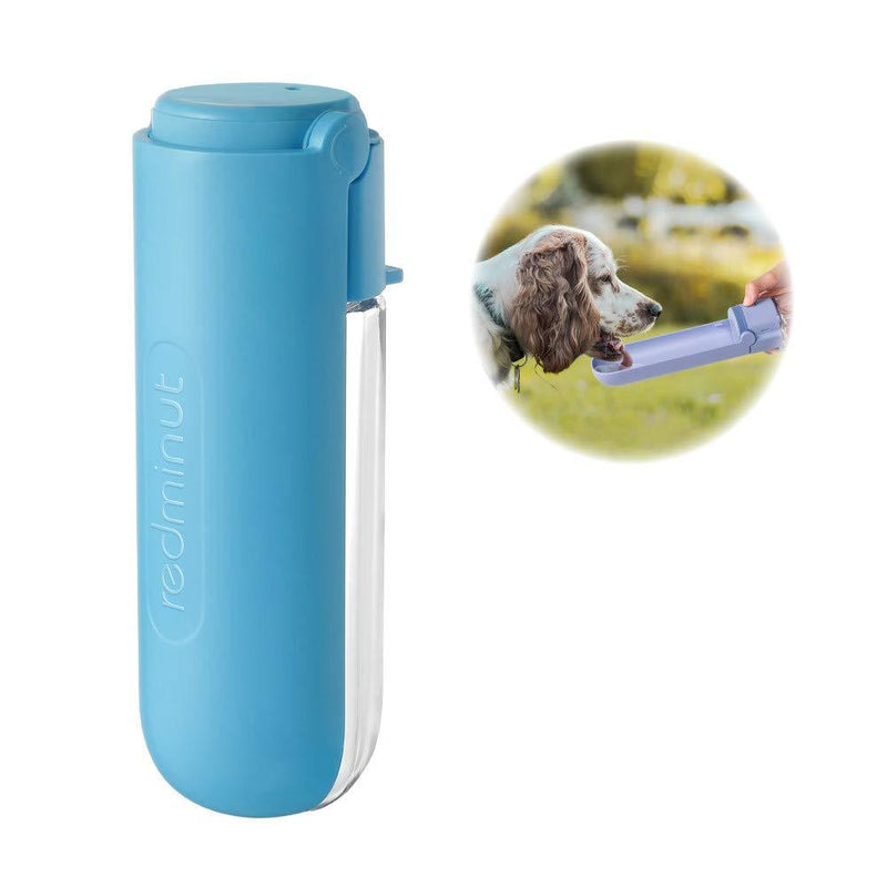 [Australia] - REDMINUT Dog Water Bottle,Leak Proof Foldable Pet Water Bottle for Dogs,Food Grade Material,Rotatable Trough,Lightweight Portable Dog Water Bottle for Walking Hiking and Travelling 14 Oz Blue 