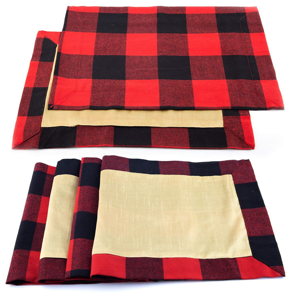 LUTER 6pcs Buffalo Check Placemats Christmas Double-Sided Placemats Red&Black Plaid Table Mat for Table Decorations, Christmas Decor Supplies (47×32cm/18.5×12.5inch) - PawsPlanet Australia