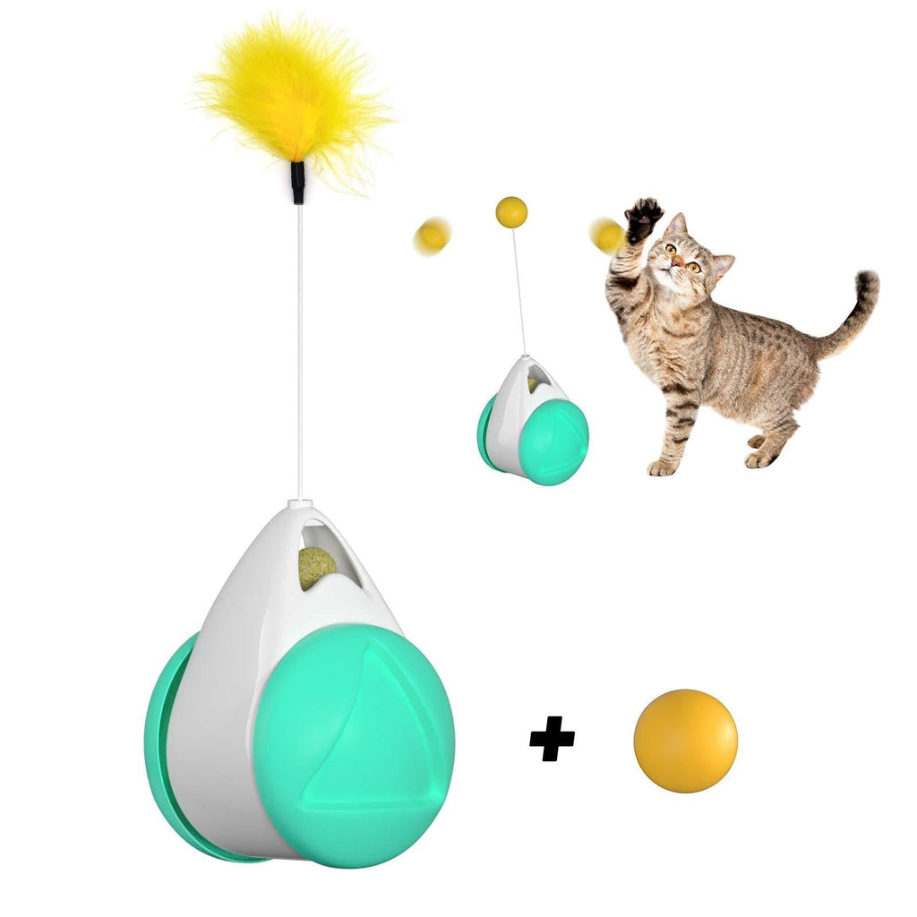 [Australia] - LXSY Interactive cat Toys, 2020 New Balanced Cat Toy with Ball, Cat Toys for Indoor Cats Interactive Roller Cat Toy with Catnip Feather Ball Balance Cat Chasing Toy for Kitten Exercise Puzzle Toys 