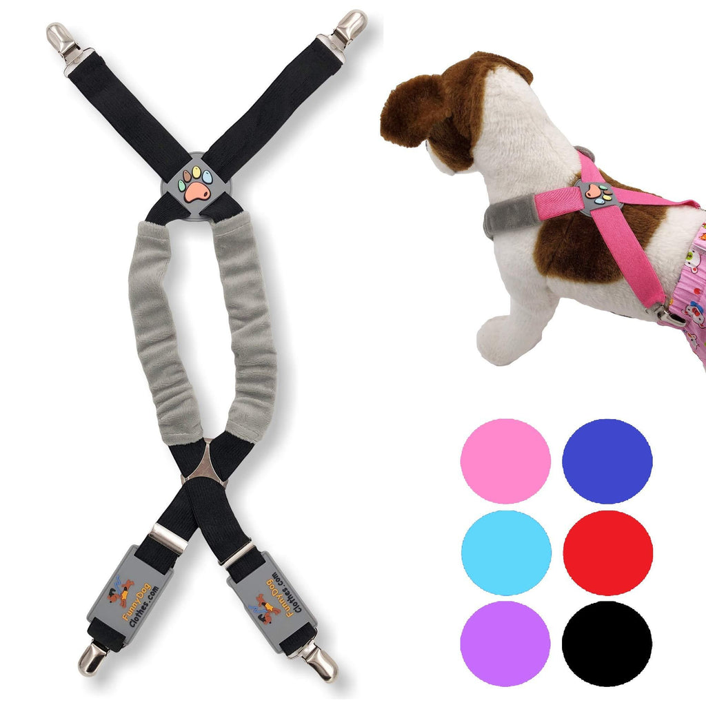 [Australia] - FunnyDogClothes Dog Suspenders for Pet Clothes Apparel Diapers Pants Skirt Belly Bands Small Medium and Large Dogs (XXS: 3lb - 9lb, Black) XXS: 3lb - 9lb 