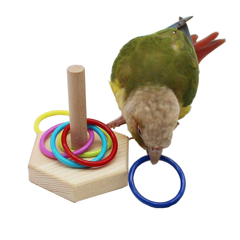 [Australia] - QBLEEV Bird Toys, Bird Trick Tabletop Toys, Training Basketball Stacking Color Ring Toys Sets, Parrot Chew Ball Foraing Toys, Education Play Gym Playground Activity Cage Foot Toys Hexagon Rings Toy 