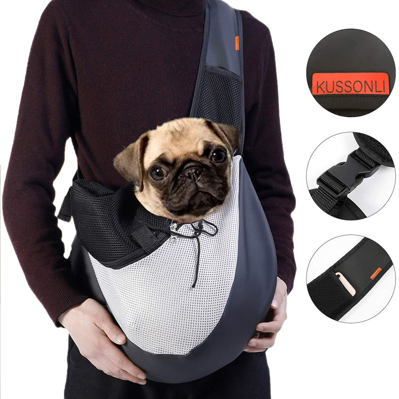 [Australia] - KUSSONLI Small Pet Dogs Hands Free Adjustable Carrier Sling,Travel Safety Sling Bag,Carrier with Breathable mesh Design for Dogs and Cats Below 10lb,Machine Washable S 