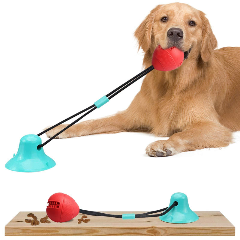 [Australia] - Dog Chew Toys for Aggressive Chewers, Suction Cup Dog Chewing Toy, Dog Rope Ball Toys with Suction Cup for Small Large Dogs, Puppy Dog Teeth Cleaning Interactive Pet Tug Toy for Boredom red 