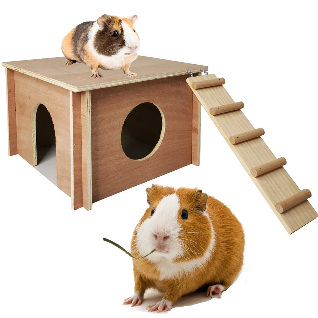 Hamiledyi Guinea Pig Hideout,Chinchilla Hut Small Animal Hideaway Wood House with Window for Hamster - PawsPlanet Australia