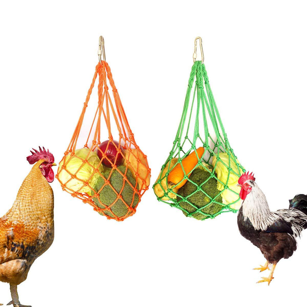 CooShou Chicken Vegetable String Bag Poultry Fruit Holder Chicken Cabbage Feeder Treat Feeding Tool with Hook for Hens Chicken Coop Toy for Hen Goose Duck - PawsPlanet Australia