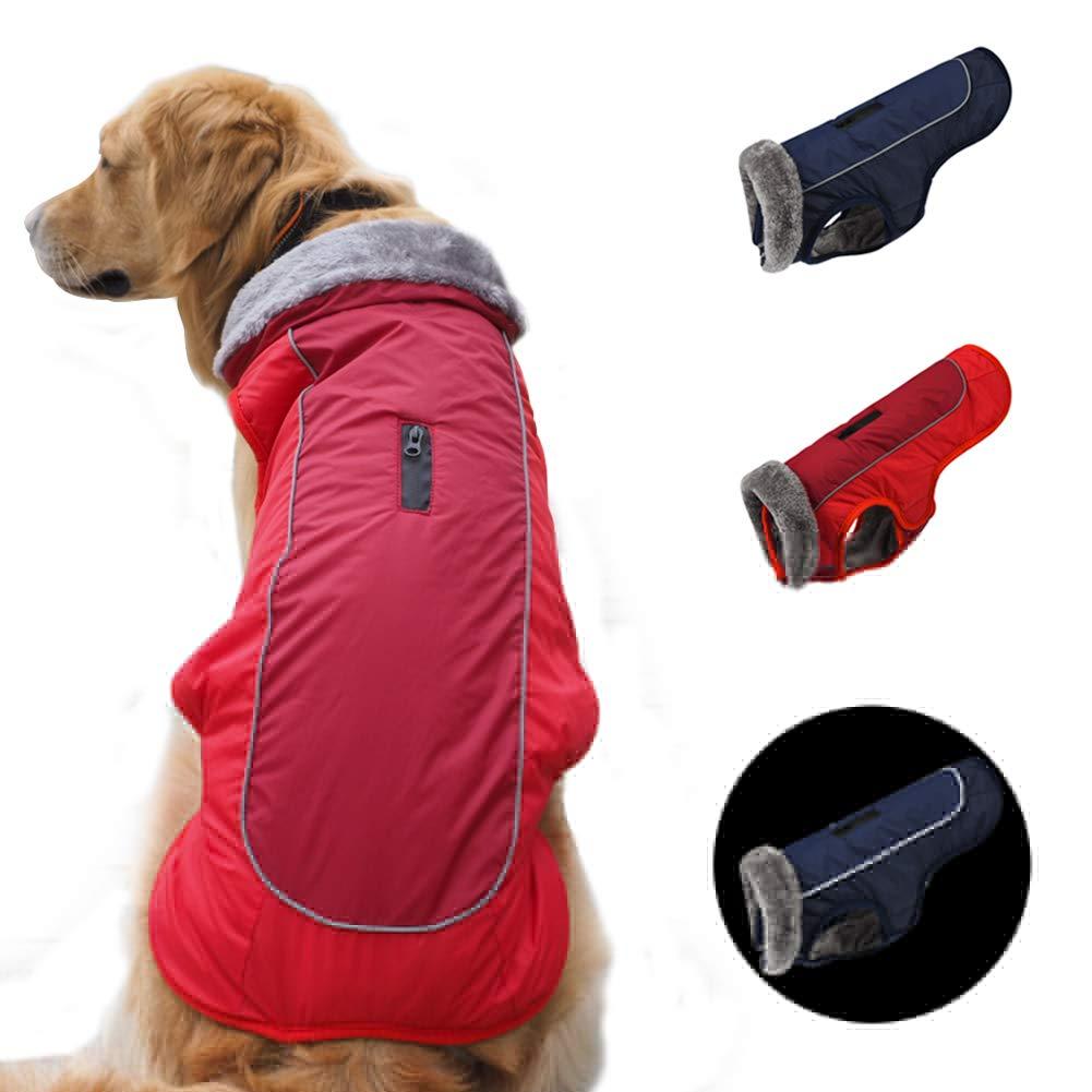 SCPET Dog Winter Coat Cozy Waterproof Windproof Vest Winter Coat Warm Dog Apparel Cold Weather Dog Jacket XS-3XL (XL: Chest 27.56"-29.53“, Neck 16.93", Red) X-Large - PawsPlanet Australia