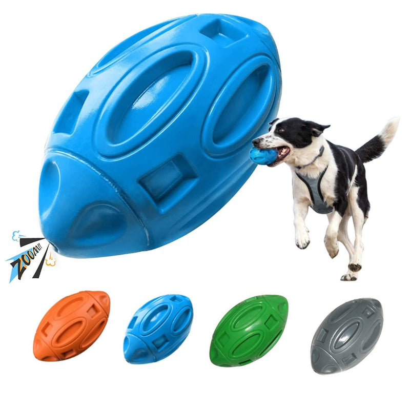 [Australia] - vnice Squeaky Dog Toys for Aggressive Chewers,Elasticity Natural Rubber Football,Puppy Toothbrush,Durable Interactive Pet Toy Ball for Small Medium and Large Breed blue 