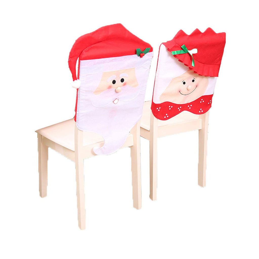 Yuyeran Couple Christmas Chair Covers Mr&Mrs Santa Claus Chair Back Slipcovers Xmas Hoilday Home Kitchen Dining Decoration - PawsPlanet Australia