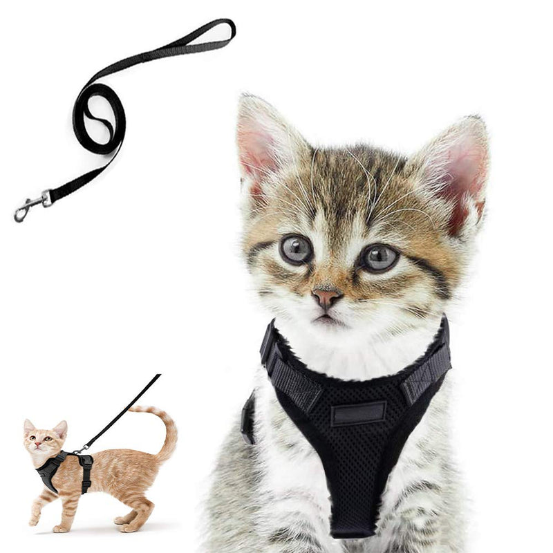 [Australia] - Wisdoman Cat Harness and Leash for Walking, Escape Proof Soft Mesh Adjustable Vest Harnesses for Cats Kitten Dog, Easy Control Breathable Reflective Strips Vest for Small Medium Cats Xs Black 