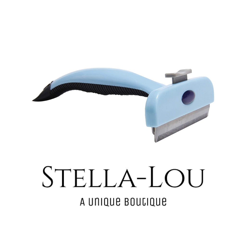 [Australia] - Stella-Lou- Premium 4 inch Professional de-Shedding Brush Tool Effectively Remove Reduce 90 Percent of Loose Shedding Hair Undercoat Removal Cats and Dogs Blue 