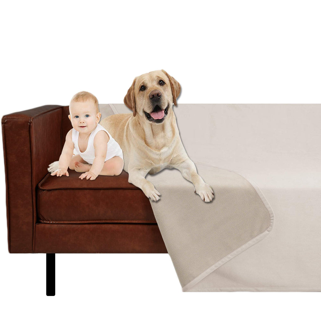 Ameritex Pet Bed Blanket Reversible 100% Waterproof Velvet Super Soft for Sofa and Bed (40x60 Inches, Cream+Beige) 40x60 Inches - PawsPlanet Australia