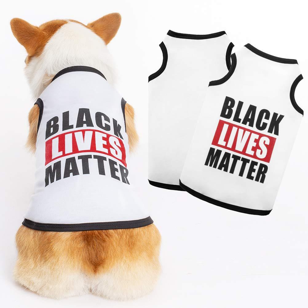 [Australia] - SCENEREAL Black Lives Matter Dog T Shirt Blank Shirt 2 Pack - Soft and Breathable Cotton Pet Puppy T Shirt with Letter Printing, Fit for Small and Medium Dogs 