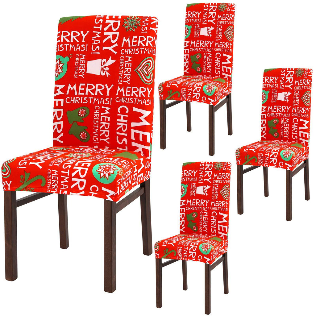 ANECO 4 Pack Stretch Removable Washable Dining Room Chair Protector Slipcovers Christmas Decoration Dining Room Seat Cover (Vermilion) Vermilion - PawsPlanet Australia