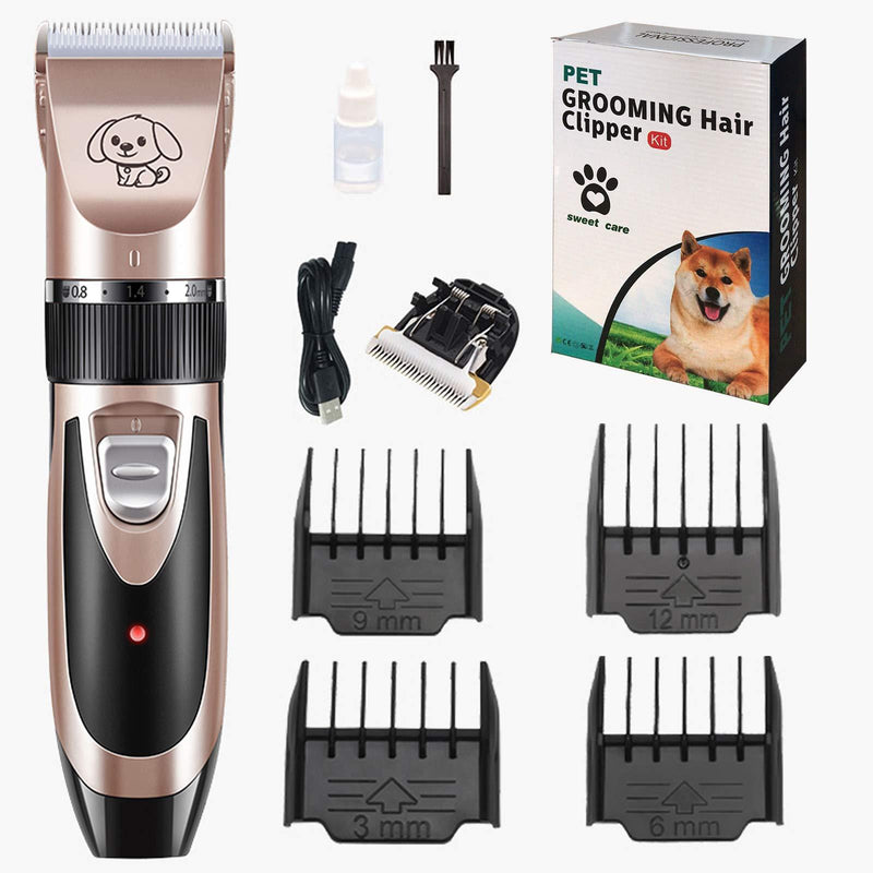 [Australia] - YiG Dog Clippers Low Noise Pet Pet Grooming Clipper, QUSB Rechargeable Cordless Dog Grooming Kit, Electric Pets Hair Trimmers Shaver Shears for Dogs and Cats & Others(Rose Gold) 