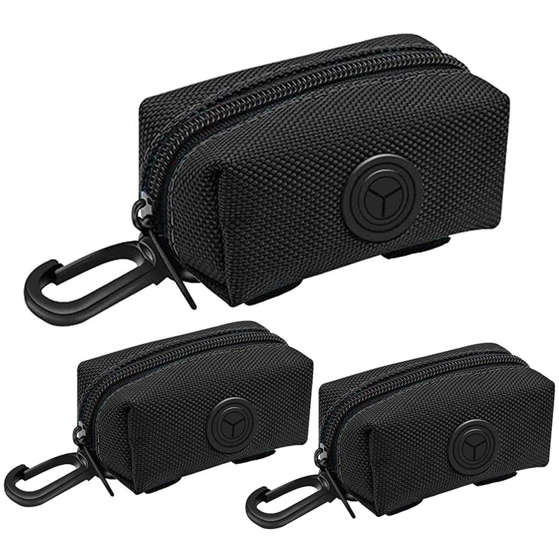 [Australia] - TCIOD 3 Pack Dog Poop Bag Dispenser, Large Capacity Dog Leash Bag Holder, Oxford Cloth Dog Bag Holder, Waste Bag Dispenser Dog Poop Bag Holder for Leash, Fit Walking, Running or Hiking Black 