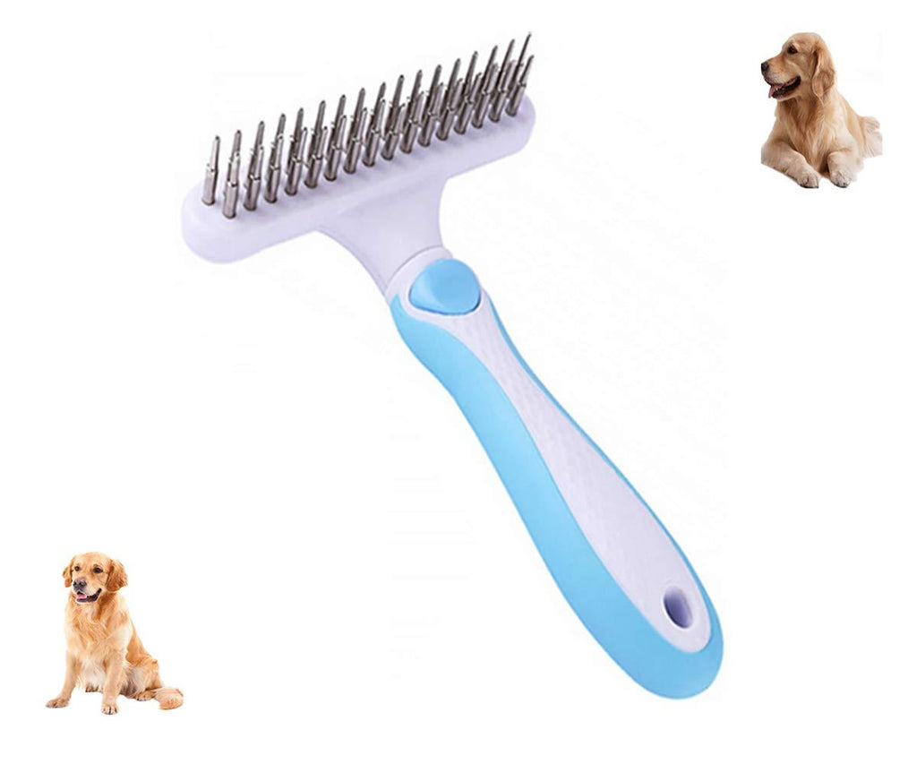 [Australia] - N?A Dematting Tool for Dogs，Dog Comb，Dog Grooming Brush，Pet Brush,with Stainless Steel Shedding Comb for Pets, 2 Rows of Pins Gently Remove Loose or Tangled Hair from Undercoat 