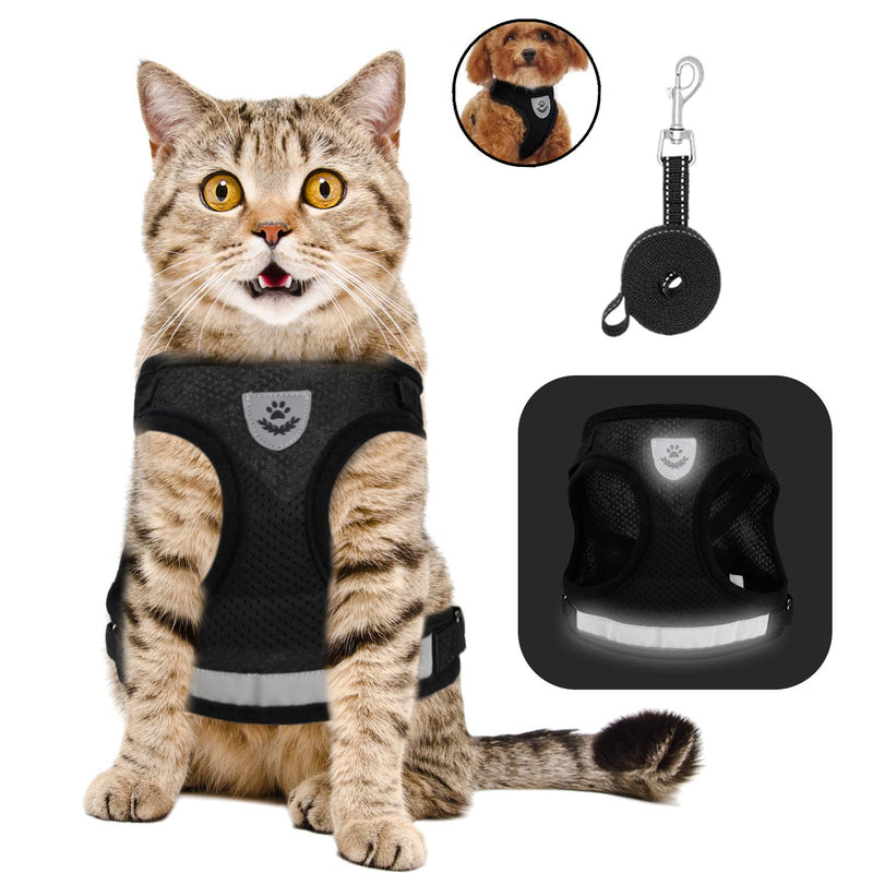[Australia] - Lenlorry Escape Proof Cat Harness with Leash Collar Set Reflective Adjustable Soft Mesh Step-in Walking Vest Harness for Small Medium Large Cat Dog Rabbit Outdoor Walking XS 