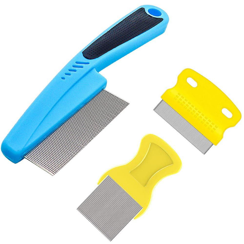 [Australia] - Aoche Pet Comb Dog Eye Comb for Tear Stains, Flea Comb for Cats Dogs Small Pets(3 Packs) Multicolor 