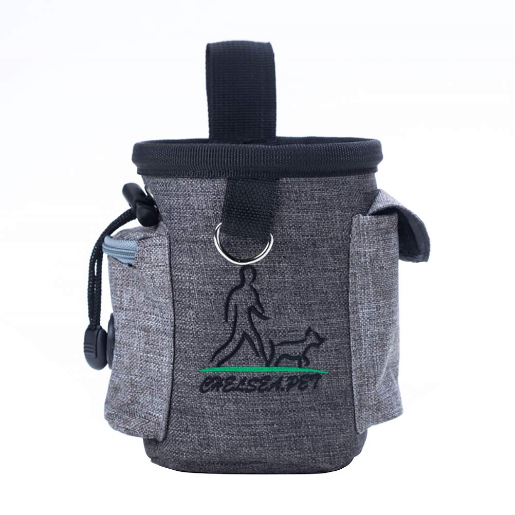 WIFUN Dog Treat Pouch, Dog Training Bag Dog Treat Bag Puppy Training Bag with Adjustable Waistband, Belt Clip, Pick-up Bag Dispenser Light grey - PawsPlanet Australia