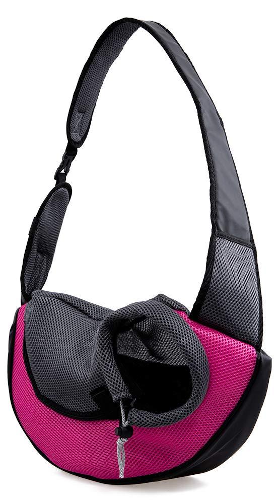 [Australia] - APABEZY Pet Sling Carrier Breathable Mesh Travel Safe Bag for Small Dogs Cats Chihuahua Puppy Stuff with Adjustable Strap and Pocket S for 5lb Pink 