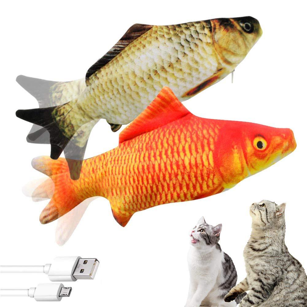 [Australia] - M MAIUS 2 Pack Electric Floping Fish Cat Toys, Wiggle Fish Catnip Toys, Moving Cat Kicker Fish Toy, Realistic Interactive Cat Chew Bite Kick Supplies for Cat Kitten Kitty 